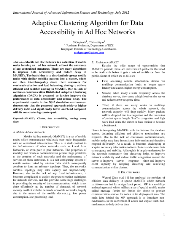 (PDF) Adaptive clustering algorithm for data accessibility in ad hoc ...