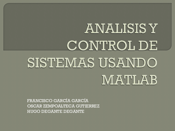 (PDF) ANALISIS Y CONTROL DE SISTEMAS USANDO MATLAB