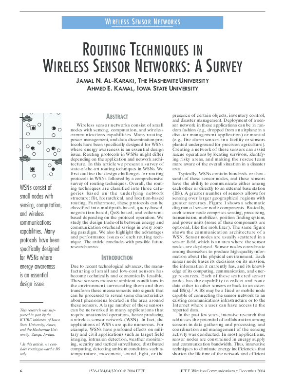 (PDF) Routing techniques in wireless sensor networks: a survey