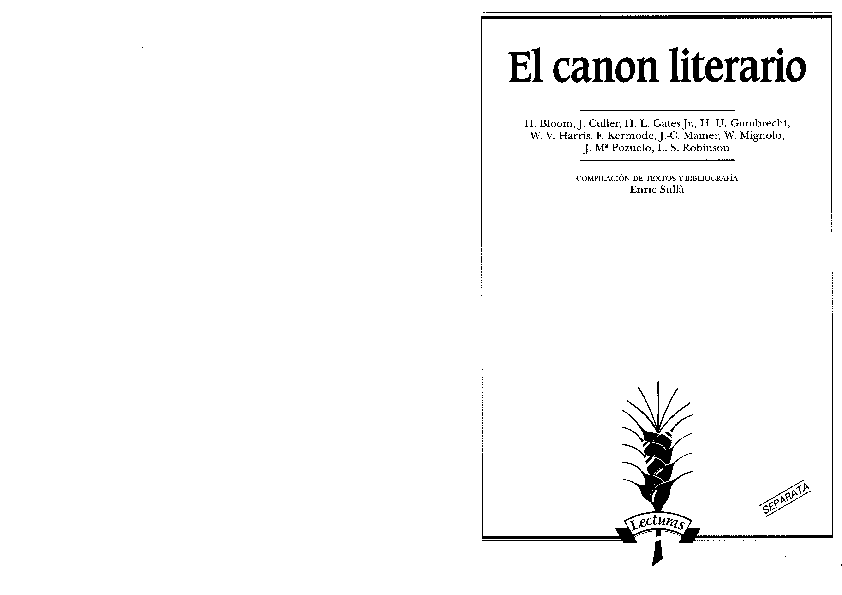 (PDF) El debate sobre el canon literario