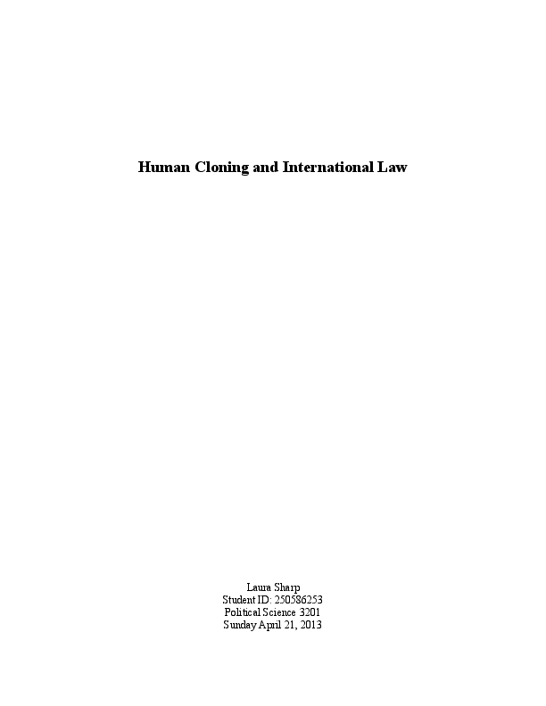 (PDF) Human Cloning and International Law Laura Sharp Academia.edu