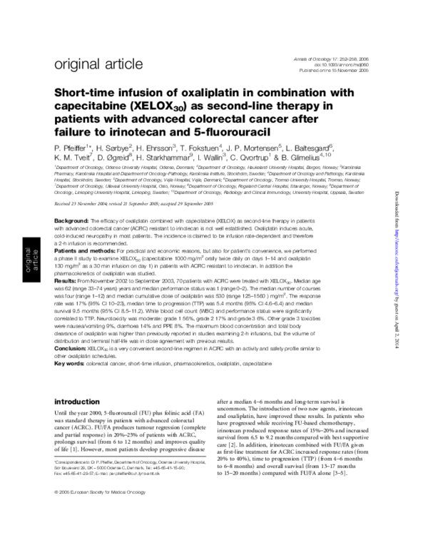 (PDF) Short-time infusion of oxaliplatin in combination with ...