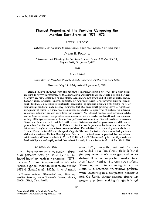 (PDF) Physical properties of the particles composing the Martian dust ...