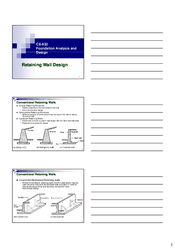 (PDF) CE632 Foundation Analysis and Design 1 Design Retaining Wall