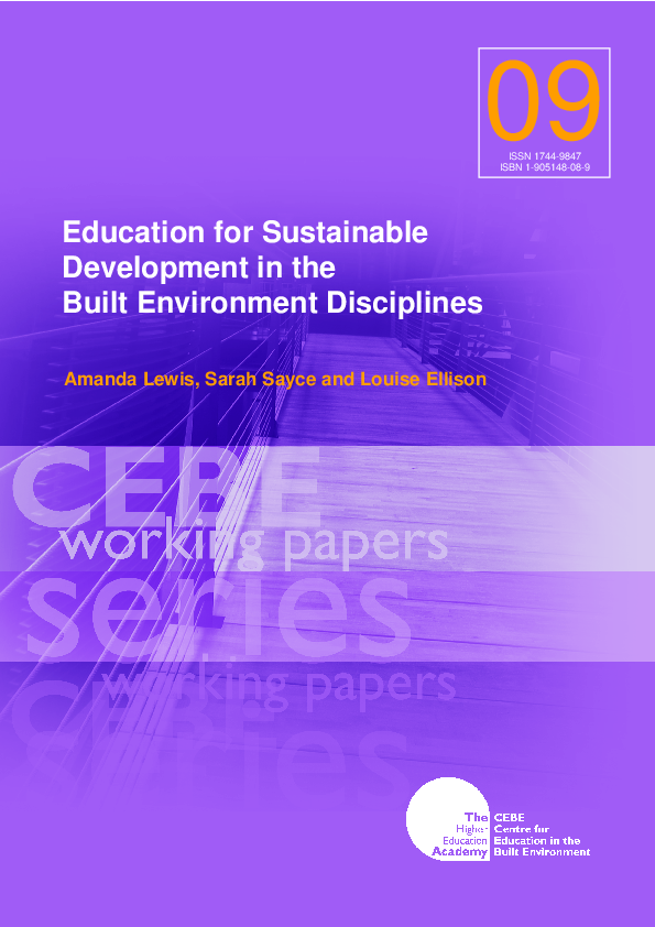 (PDF) Education for Sustainable Development in the Built Environment ...