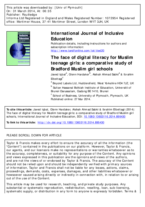 (PDF) The face of digital literacy for Muslim teenage girls: a ...