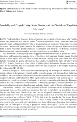 (PDF) Sensibility and Organic Unity: Kant, Goethe and the Plasticity of ...