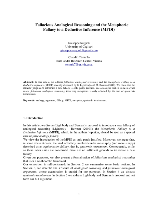  doc fallacious analogical reasoning and the metaphoric fallacy to a