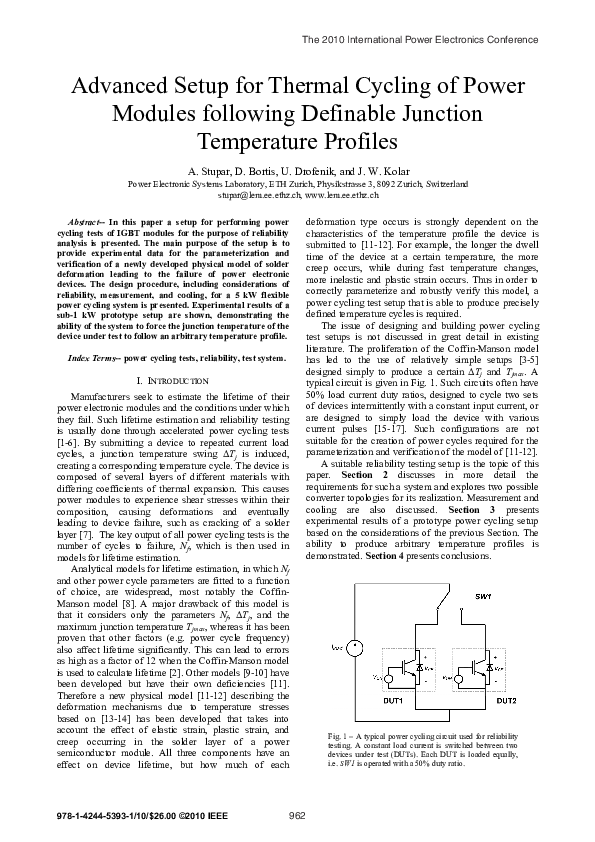 Advanced Setup for Thermal Cycling of Power Modules following Definable ...