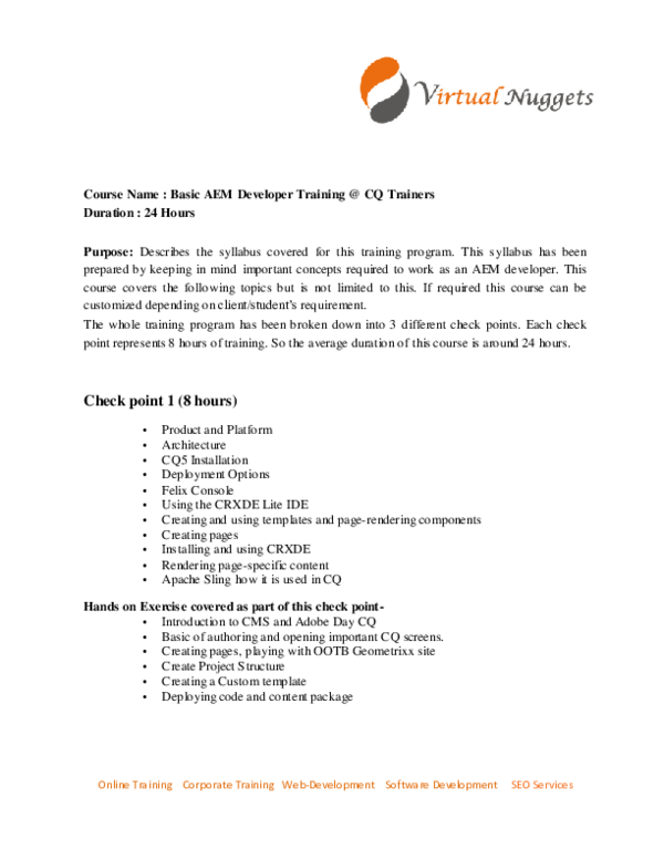 (PDF) ADOBE CQ5 Basic Development Online Training VirtualNuggets VN