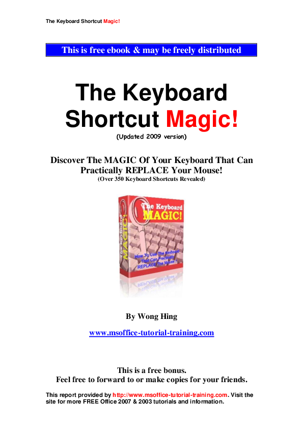 (PDF) The Keyboard Shortcut Magic! The Keyboard Shortcut Magic