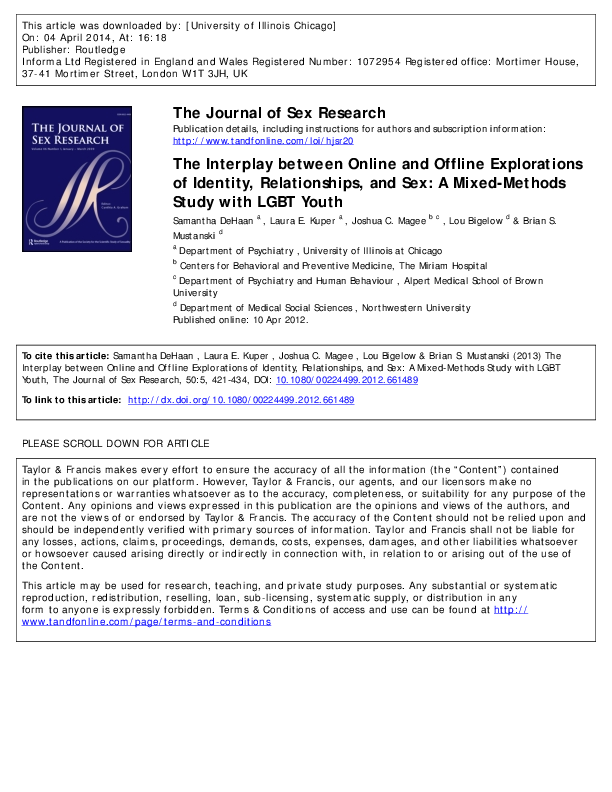 (PDF) The Interplay between Online and Offline Explorations of Identity ...