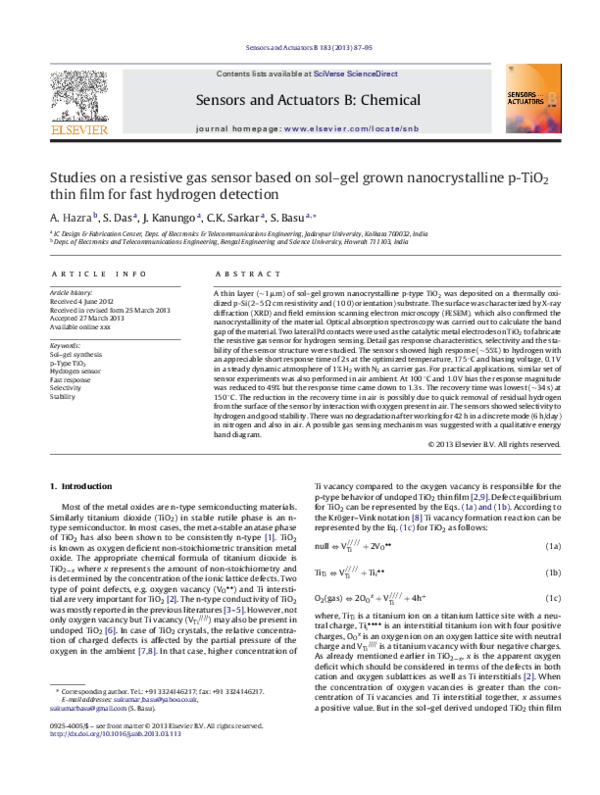 (PDF) Studies on a resistive gas sensor based on sol–gel grown ...