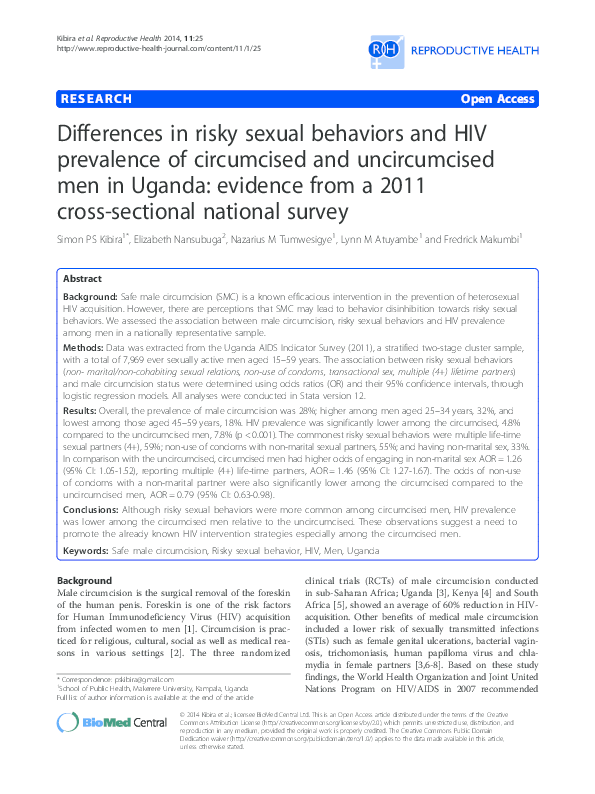 (PDF) R Differences in risky sexual behaviors and HIV prevalence of ...