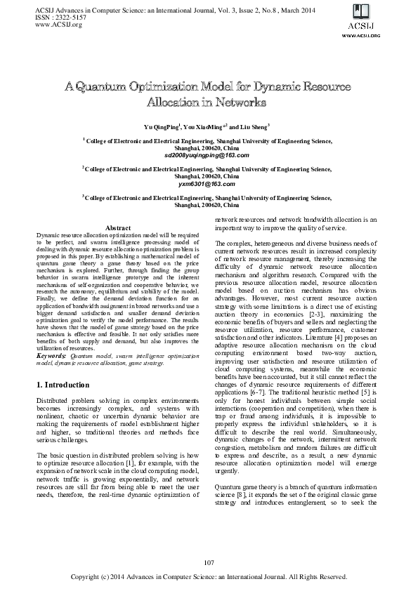 (PDF) A Quantum Optimization Model for Dynamic Resource Allocation in ...
