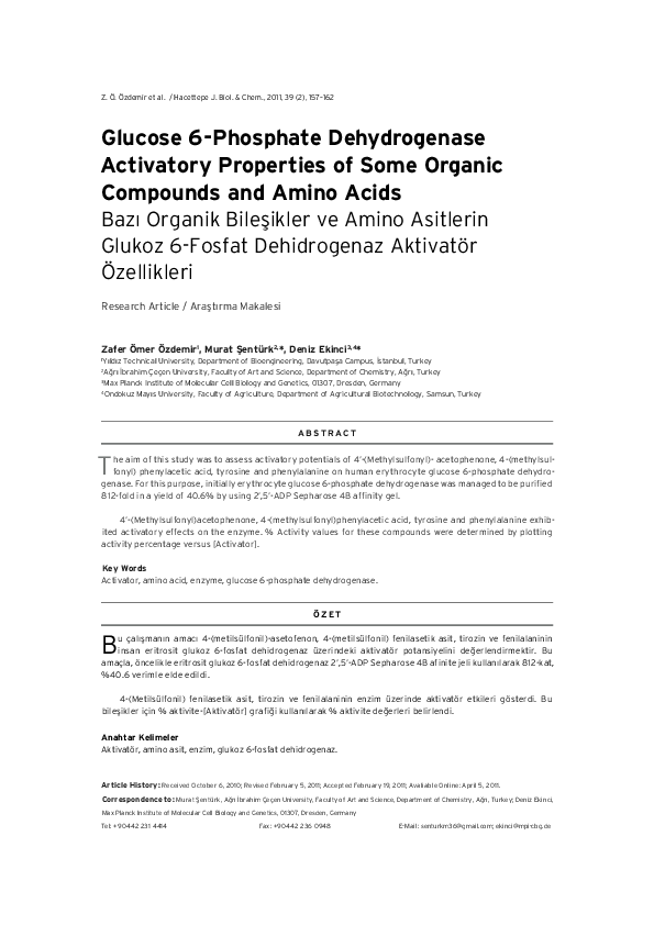 (PDF) Glucose 6-Phosphate Dehydrogenase Activatory Properties of Some ...