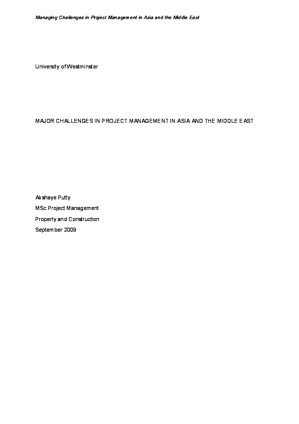(PDF) Managing Challenges in Project Management in Asia and the Middle ...