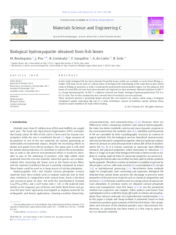 (PDF) Biological hydroxyapatite obtained from fish bones