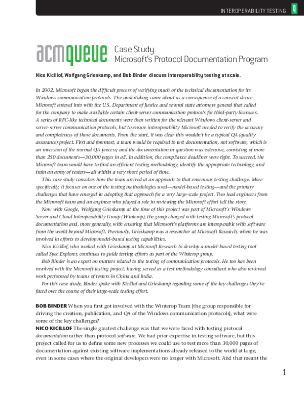 (PDF) Microsoft's protocol documentation program: interoperability ...