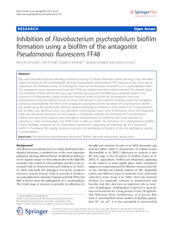 (PDF) Inhibition of Flavobacterium psychrophilum biofilm formation ...