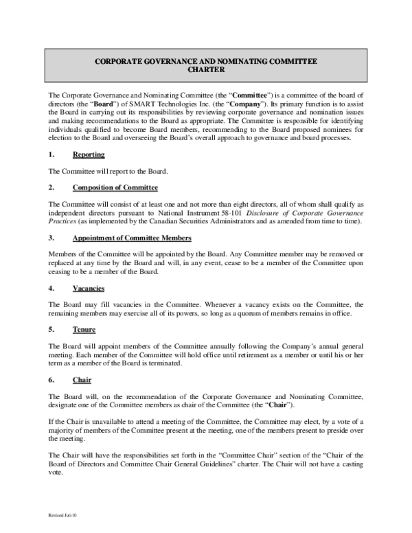 (PDF) Smart CORPORATE GOVERNANCE AND NOMINATING COMMITTEE