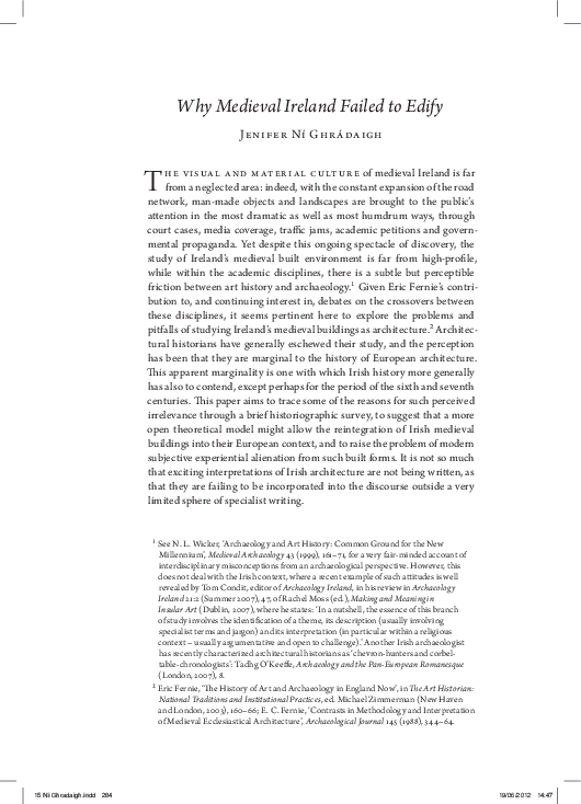 Why Medieval Ireland failed to edify