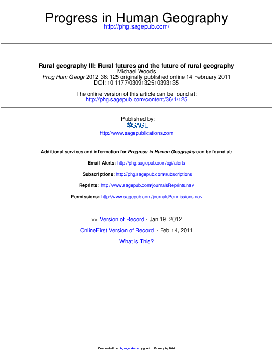 (PDF) Rural geography III Rural futures and the future of rural