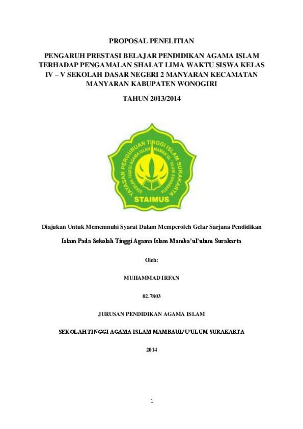 Doc Proposallll Skripsi Irfaaaaaaaaaannnnnnnnnn Muhammad Irfan Academia Edu