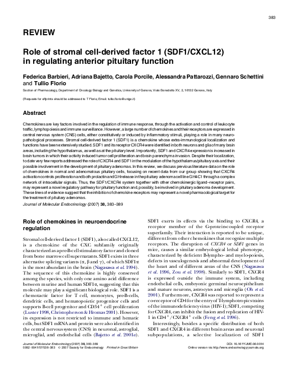 (PDF) Role of stromal cell-derived factor 1 (SDF1/CXCL12) in regulating ...