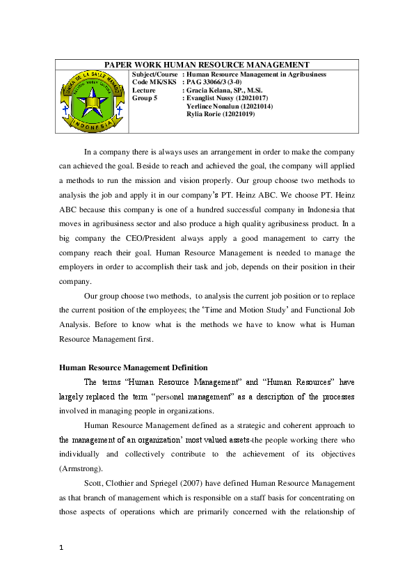 (DOC) PAPPER WORK HUMAN RESOURCE MANAGEMENT