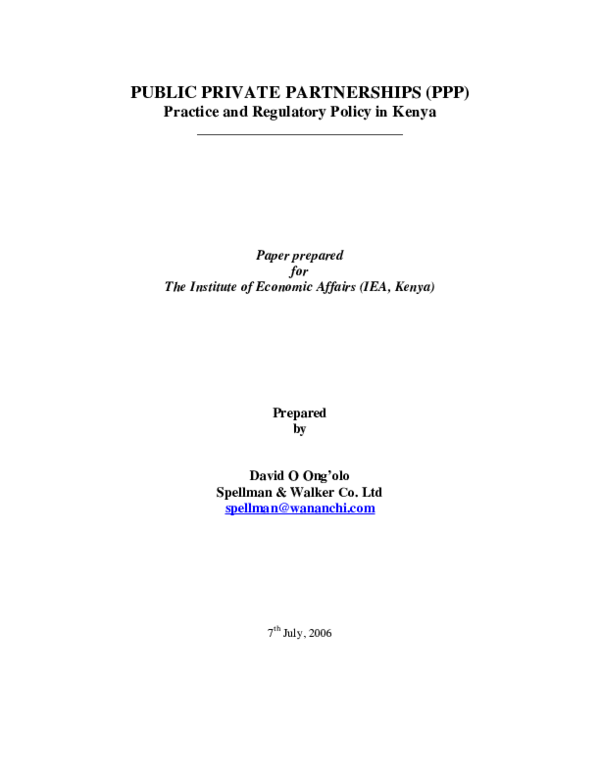 (PDF) PUBLIC PRIVATE PARTNERSHIPS (PPP