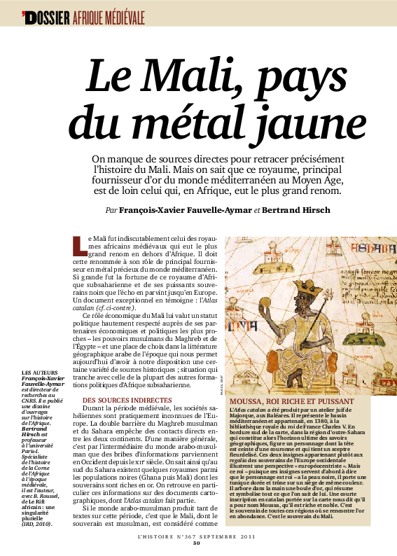 Le Royaume Du Mali In L Histoire 367 2011 Francois Xavier Fauvelle Academia Edu