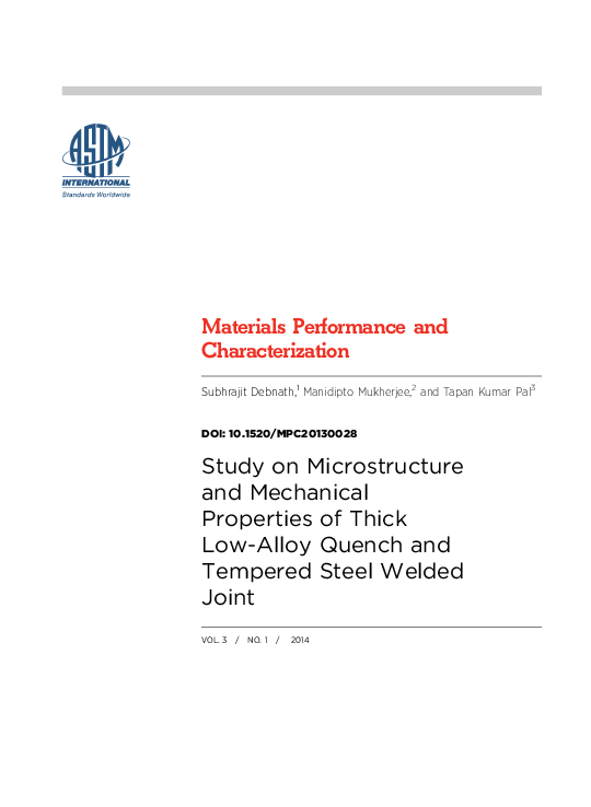 (PDF) Study on Microstructure and Mechanical Properties of Thick Low