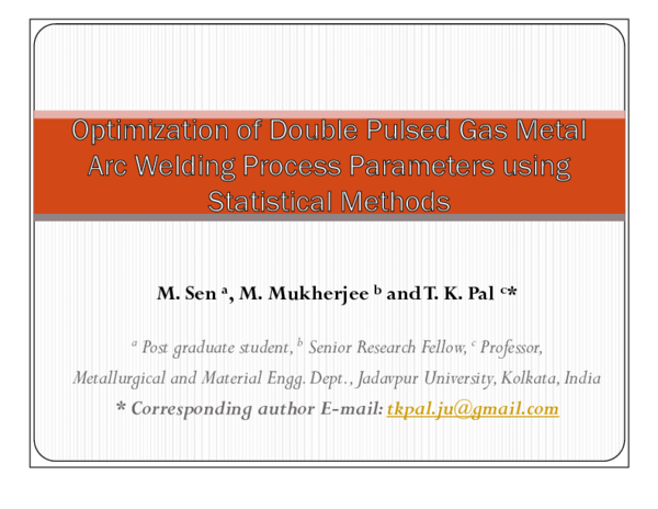 (PDF) Optimization of double pulsed gas metal arc welding process ...