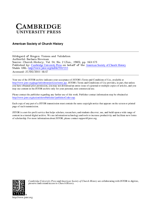 Hildegard of Bingen: Visions and Validation (1985)