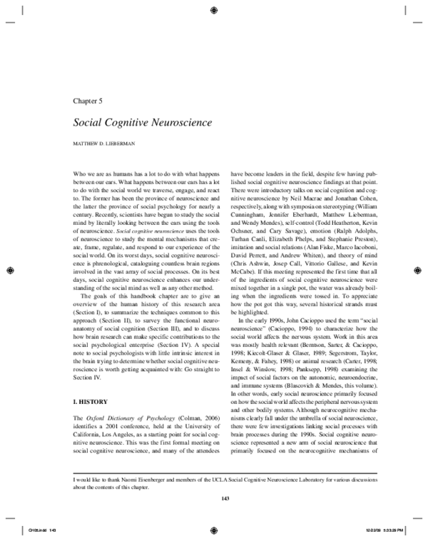 (PDF) Neural Mechanisms of Social Cognition