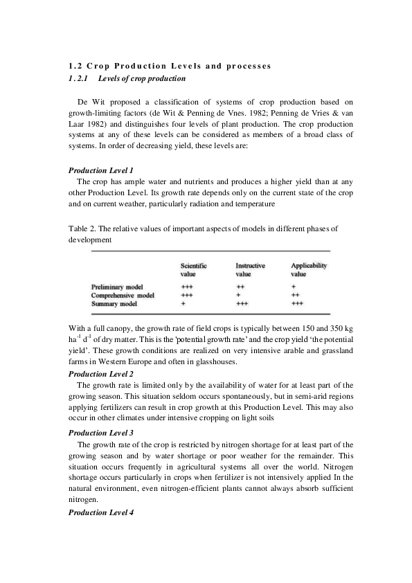 (DOC) 2 Crop Production Levels and processes 1.2.1 Levels of crop ...
