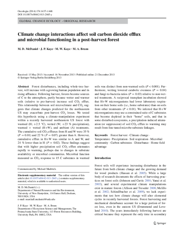 (PDF) Climate change interactions affect soil carbon dioxide efflux and ...