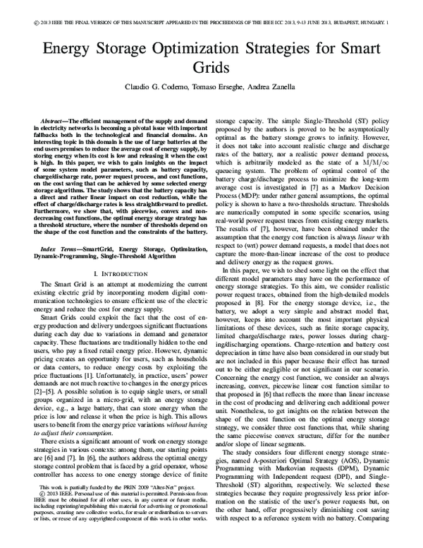 (PDF) Energy Storage Optimization Strategies for Smart Grids