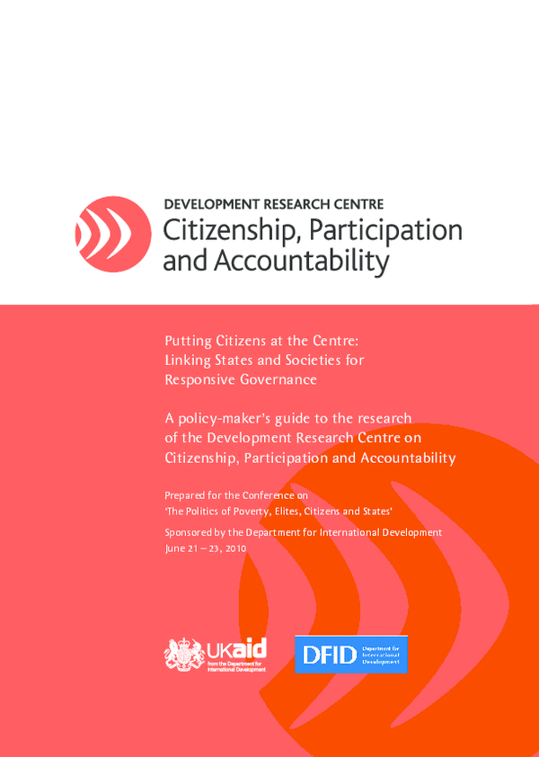 (PDF) Putting Citizens at the Centre: Linking States and Societies for ...