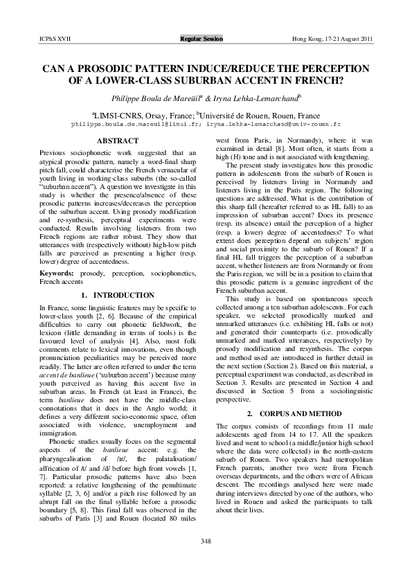(PDF) Can a prosodic pattern induce-reduce the perception of a lower ...
