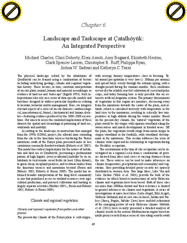 PDF) Landscape and taskscape at Çatalhöyük: an integrated