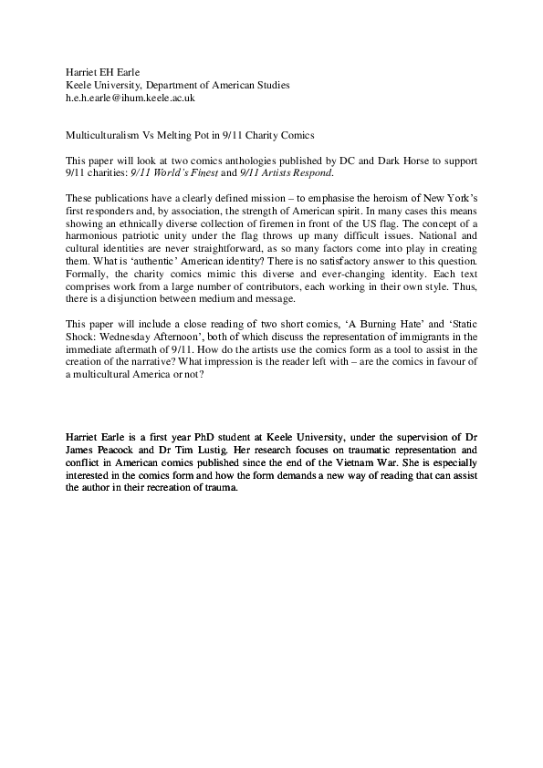 (DOC) Multicultural vs. Melting Pot in 9/11 Charity Comics