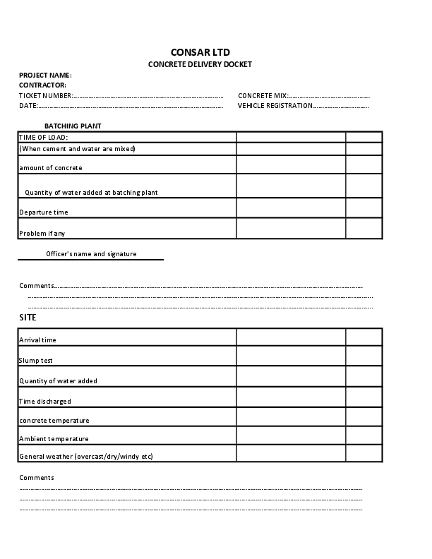 (XLS) Concrete delivery docket Richard Asmah Academia.edu