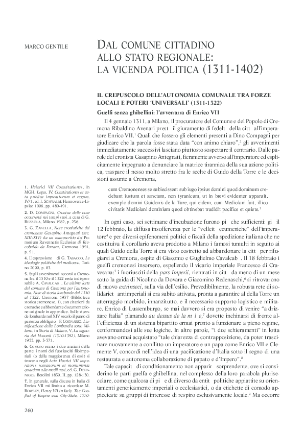 Dal comune cittadino allo stato regionale: la vicenda politica (1311-1402)