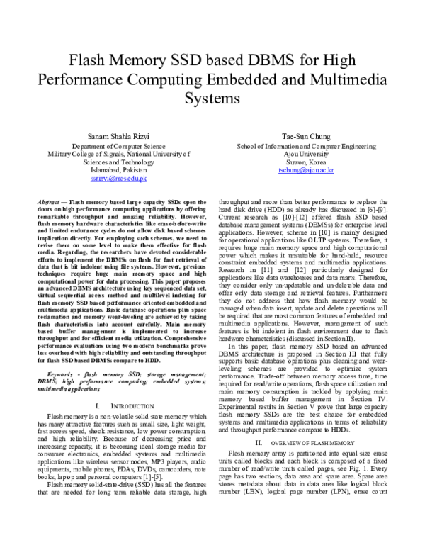(PDF) Flash Memory SSD based DBMS for High Performance Computing ...