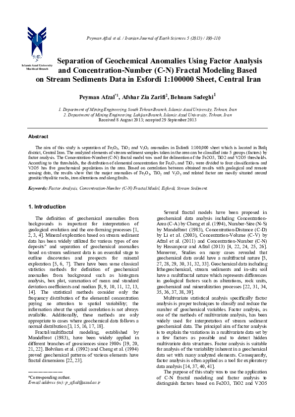 (PDF) Separation of Geochemical Anomalies Using Factor Analysis and ...