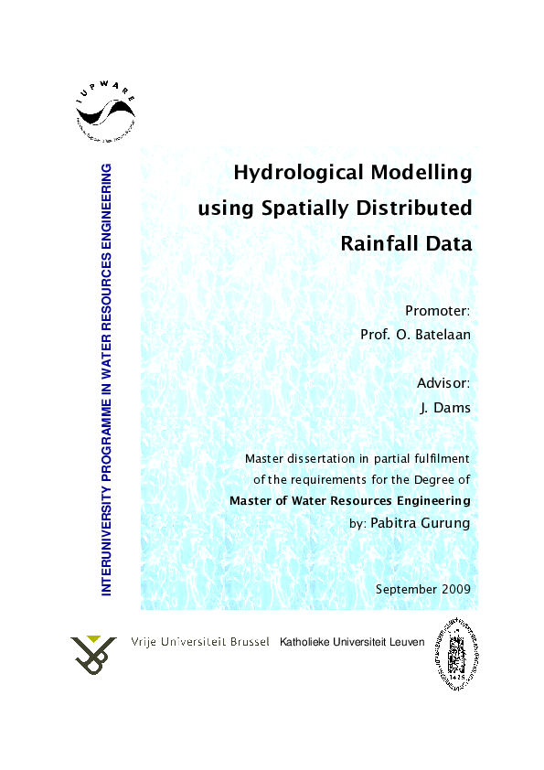 (PDF) Hydrological Modelling using Spatially Distributed Rainfall Data