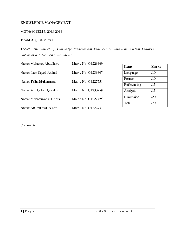 (DOC) The Impact of Knowledge Management Practices in Improving Student ...