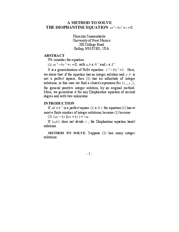 Linear diophantine equations problems with solutions pdf picture